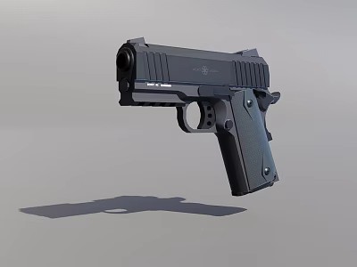 Black Modern Pistol With Metallic Finish Gray Background And Shadow 3d model
