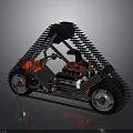 Unique Off Road Vehicle With Black Tracks Red Accents And Exposed Engine