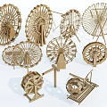 Wooden Garden Ornaments With Various Decorative Wheel Shaped Designs For Outdoor Decor