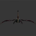 Mythical Dragon Creature Model With Purple Wings And Skeletal Structure