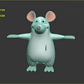 3D White Cartoon Game Movie Character With Pink Ears Nose Paws And Arms Outstretched