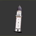Decorative Tower Model With Purple Dome Light Colored Body Windows And Base 3d model