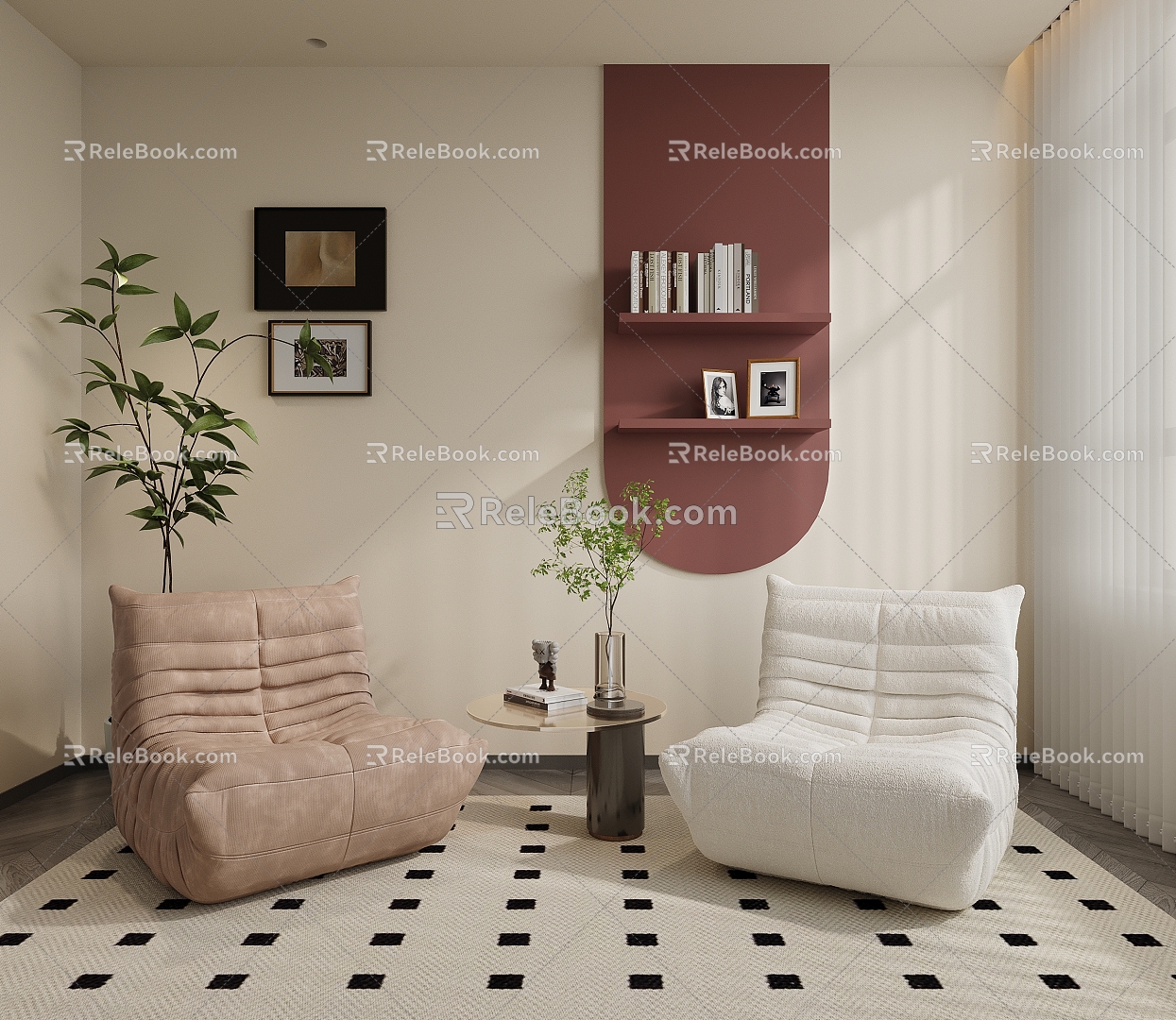 Single Sofa Cream Style Sofa Caterpillar Sofa 3d model