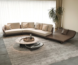 Modern Sofa Coffee Table Combination Minotti Multi-Person Sofa Multi-Person Sofa Single Person Sofa 3d model