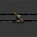 Vintage Camouflage Biplane Model With Red White Blue Wings Orange Propeller And Small Wheels