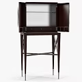 Modern Entryway And Side Cabinet With Dark Wood Design Double Doors Drawers And Tall Legs