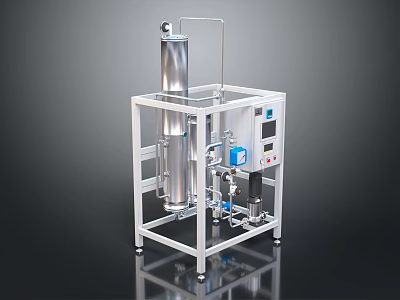 Industrial Equipment With Metal Frame Control Panel And Piping System 3d model