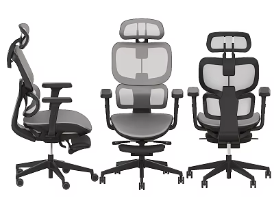 Ergonomic Office Chairs With Mesh Back Headrest Adjustable Arms And Swivel Wheels 3d model