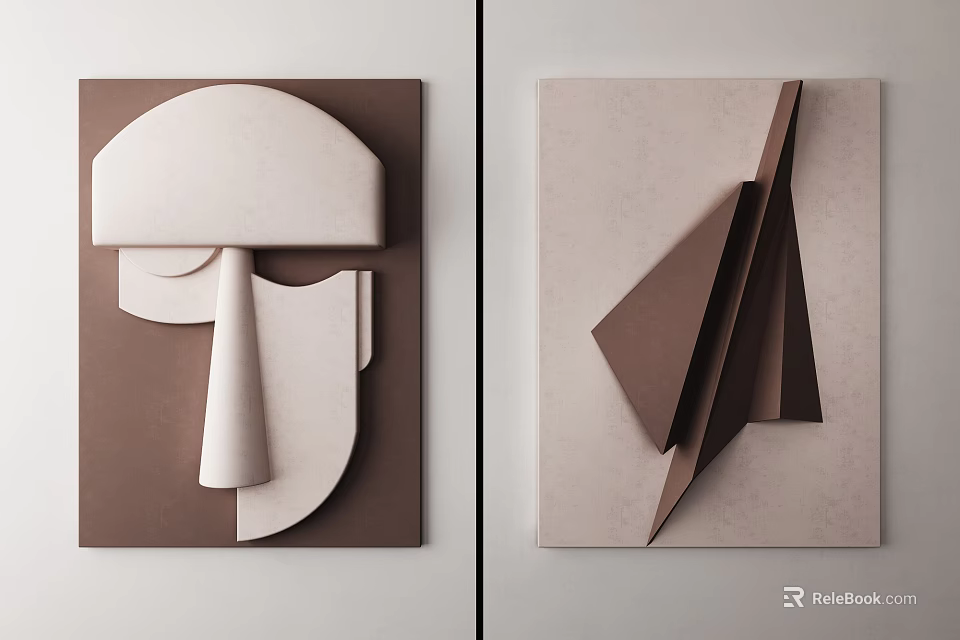 Stylish Geometric Inflatable Model Decorations with Abstract Shapes in Neutral Tones for Wall Art 3d model 