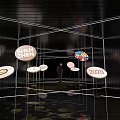 Shenzhen 2021 Modern Event Passage With Illuminated Circular Signs And Person Standing