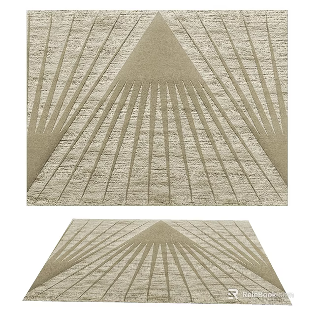 Square Rug With Neutral Tones And Geometric Linear Radiating Lines Design 3d model