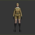 3D Military Character Creature In Yellow Uniform With Hat Gloves Shorts And Boots