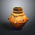 Ancient Terracotta Vase With Intricate Sculptural Carvings And Ornate Designs