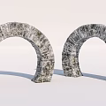 Two Stone Archways with Textured Masonry and Rustic Architectural Elements