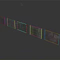 Transparent Equipment Panels With Grid Texture Arranged On Black Reflective Surface