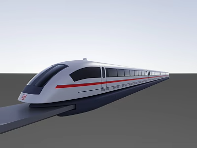 Modern Aerodynamic High Speed Train With White Red Exterior And Long Streamlined Body 3d model