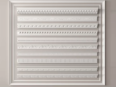 Various Decorative Gypsum Cornice Styles for Interior Design Projects 3d model