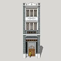 Traditional Style Commercial Complex With Gray Brick Facade Two Story Structure And Decorative Elements 3d model