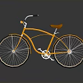 Yellow Classic Bicycle With Orange Seat White Handlebars And White Rims