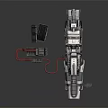 Sci Fi Mechanical Weapon Detailed Structure With Metal Components Red Cables Ladder And Base Platform 3d model