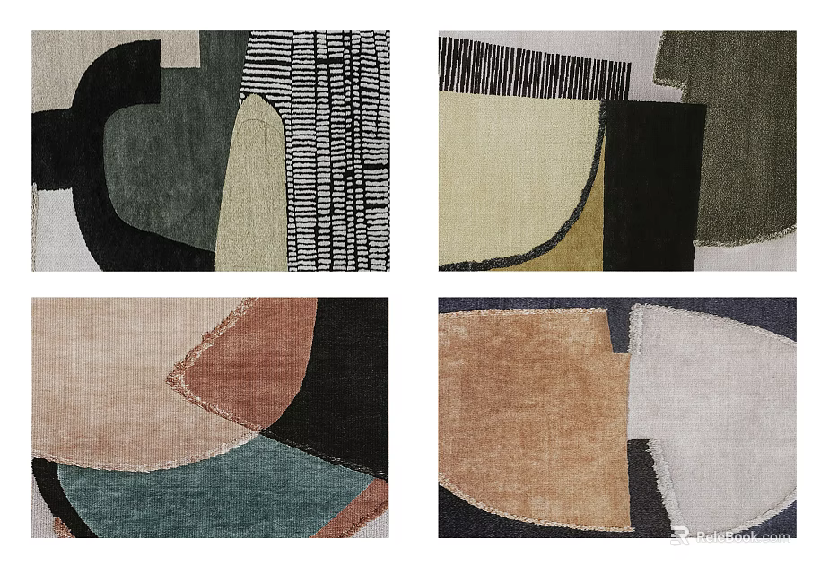 Stylish Square Rugs With Modern Geometric Patterns And Various Color Tones 3d model