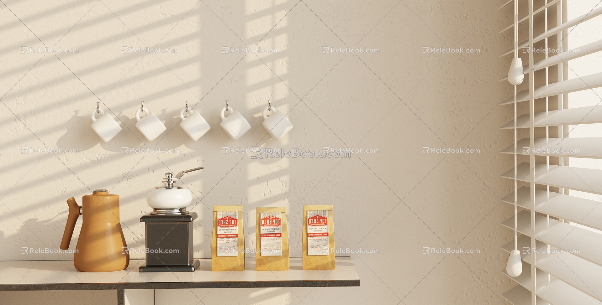 Modern coffee machine decoration combination 3d model