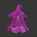 Woman Wearing Blue Wizard Hat With Ornate Cloak Sitting With Clasped Hands