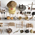 Traditional Handmade Garden Ornaments With Wooden Straw Clay Decorative Pieces and Farmhouse Elements