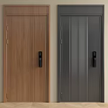Brown and Gray Security Doors With Vertical Stripe Design And Electronic Locks 3d model