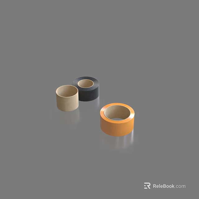 Essential Hardware Tools Adhesive Tape in Different Colors Beige Black and Orange 3d model