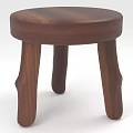 Solid Wood Round Seat Stool With Four Natural Legs In Dark Brown