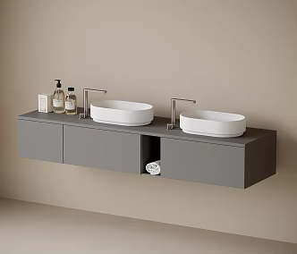 Modern Hanging Bathroom Cabinet Bathroom Cabinet Double Basins Washstand 3d model
