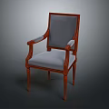 Elegant Wooden Frame Chair With Gray Cushion And Armrests For Home Living