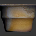 Ceramic Cup With Orange Yellow Gradient And Rustic Textured Surface On Dark Reflective Background