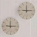 Two Wooden Clocks with Simple Design Mounted on Striped Wall Background 3d model