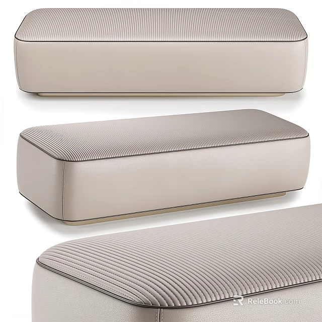 Modern Upholstered Bench With Striped Surface And Light Beige Color For Interior 3d model 