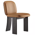 Elegant Modern Single Chair Featuring Light Upholstered Seat Dark Wooden Legs And Curved Back