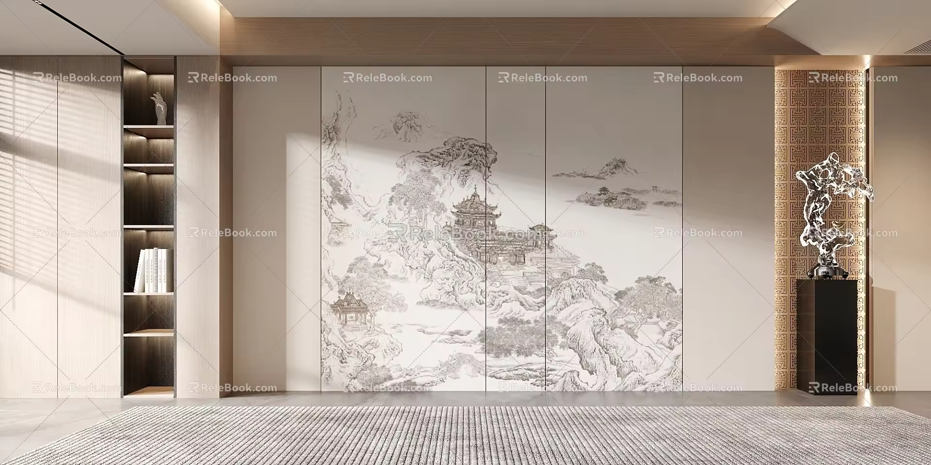 New Chinese background wall 3d model
