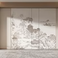 New Chinese background wall 3d model