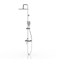 Modern Chrome Shower System With Rainfall Head Handheld Sprayer And Control Knob 3d model