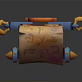 Ancient Decorative Scroll With Blue Gold Metal Frame And Symbolic Inscriptions