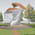 Landscape Pavilion Landscape Sketch Corridor Frame Pocket Park Shaped Curve 3d model