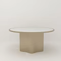 Round Coffee Table With Textured Tabletop And Modern Minimalist Beige Base Design 3d model