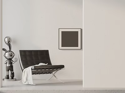 Modern Black Leather Leisure Chair With Grid Stitching And White Fabric By Silver Sculpture 3d model