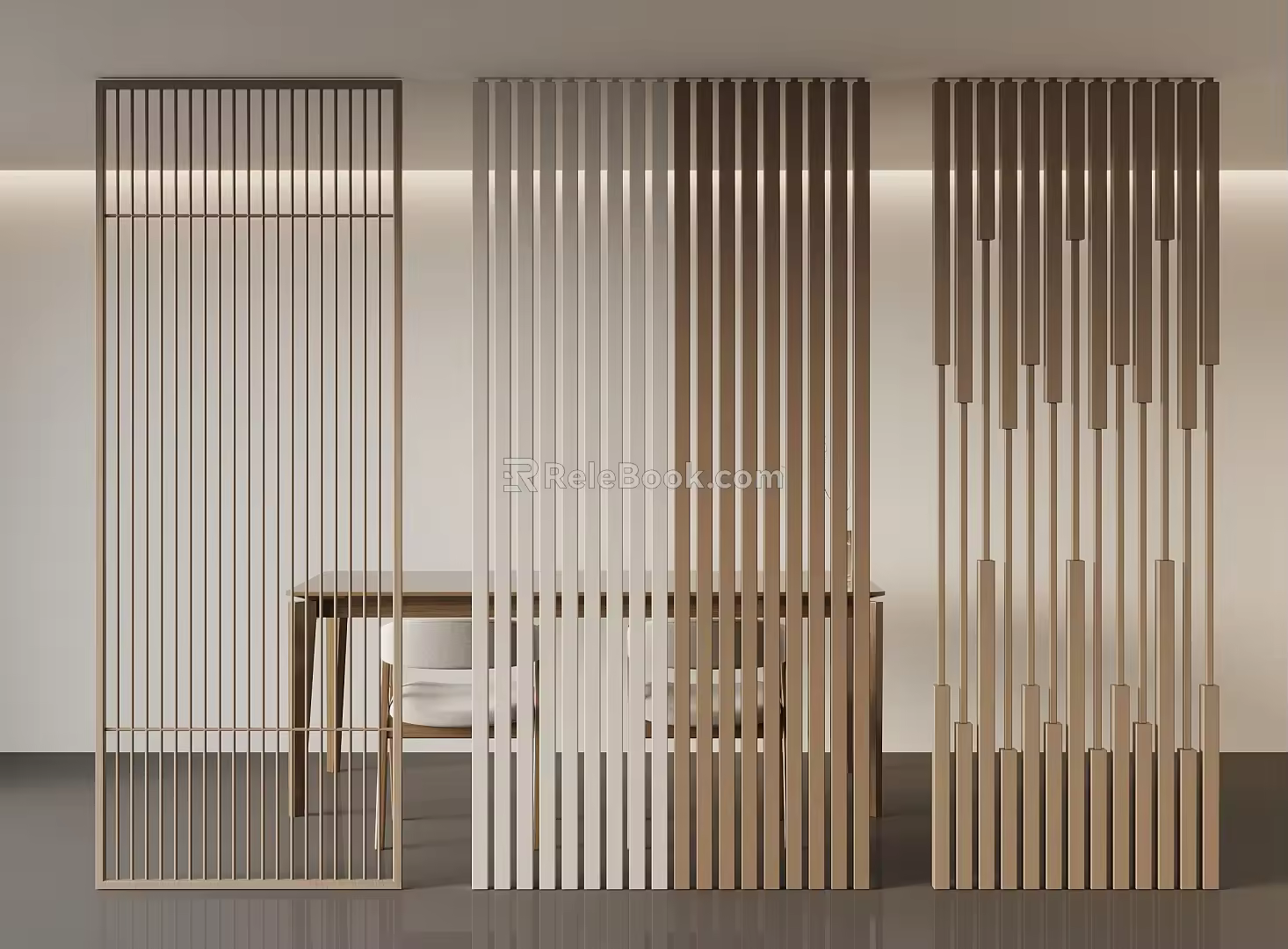 Light Luxury Partition Grille Screen 3d model