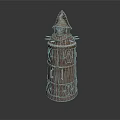 Traditional Decorative Metal Tower Shaped Household Item With Pointed Top And Perforated Design