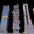 Modern Urban Building Complex With Tall Skyscrapers And Unique Architectural Design