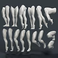 White Model 3D Figure Sculptures Showcasing Various Leg And Torso Poses