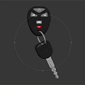 Black Car Key Fob With Remote Control And Metal Key Blade On Dark Surface