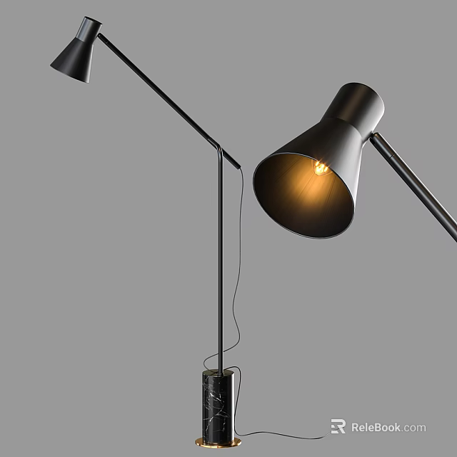 Modern Black Floor Lamp With Illuminated Shade And Stand 3d model 